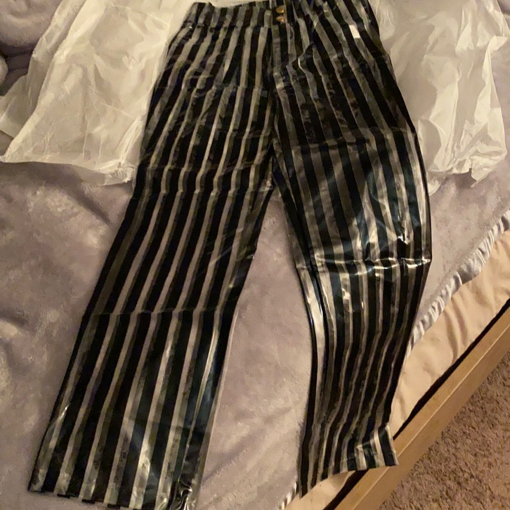 Plastic striped pants